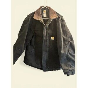 Carhartt Vintage Insulated Arctic Quilted C26 Coat Black w/ Brown Collar Large